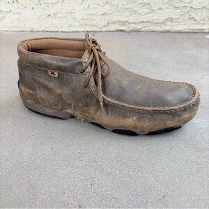 Twisted X Mens 11 M Original Chukka Driving Moc Bomber Brown Leather Shoes